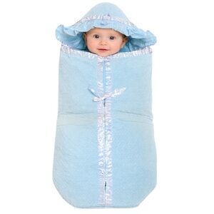 Vintage baby blue quilted sleep sack and bonnet matching set